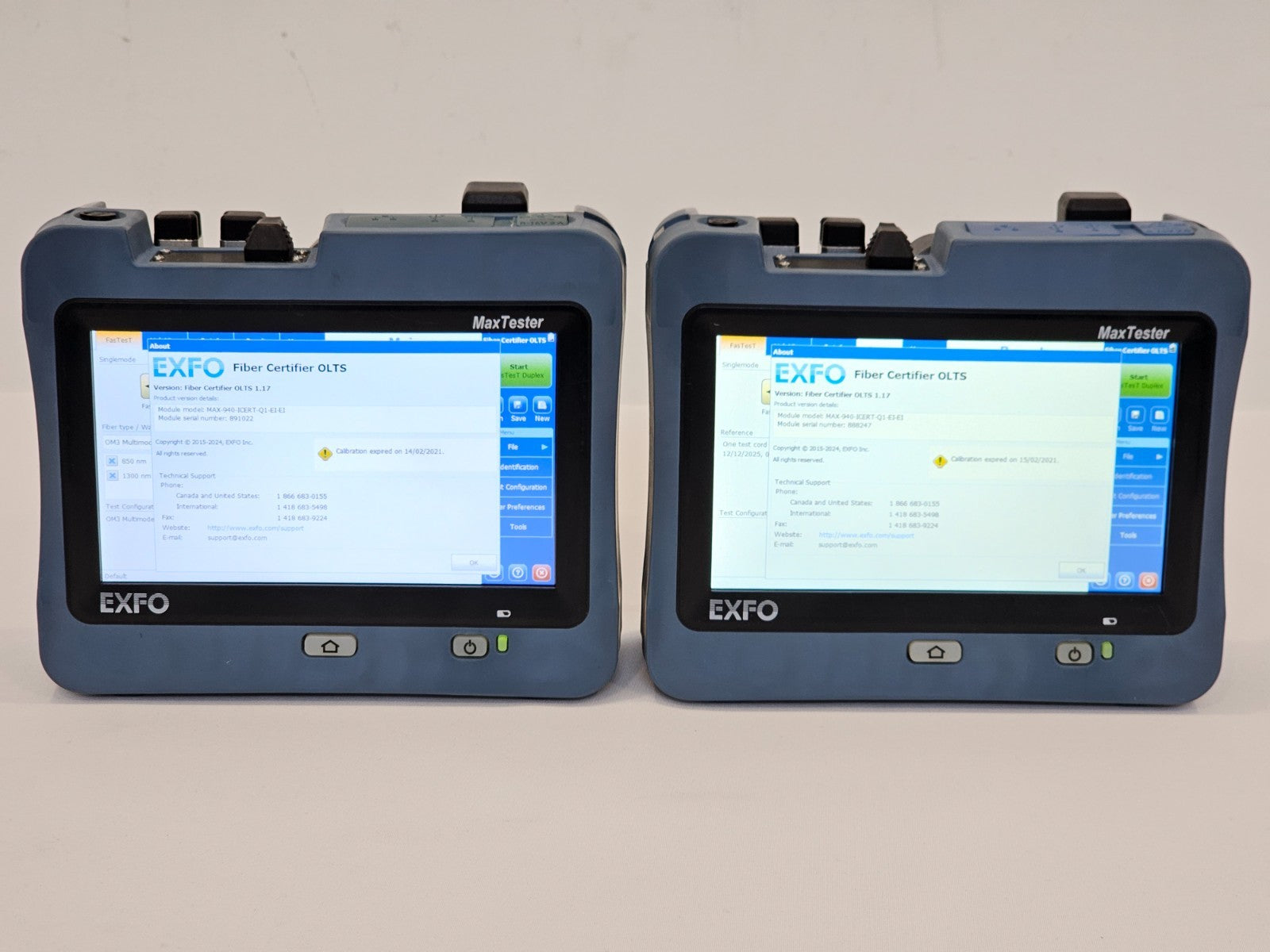 Calibrated EXFO OLTS MAX-940 ICERT QUAD 850/1300 1310/1550 SM MM Fiber Certifier