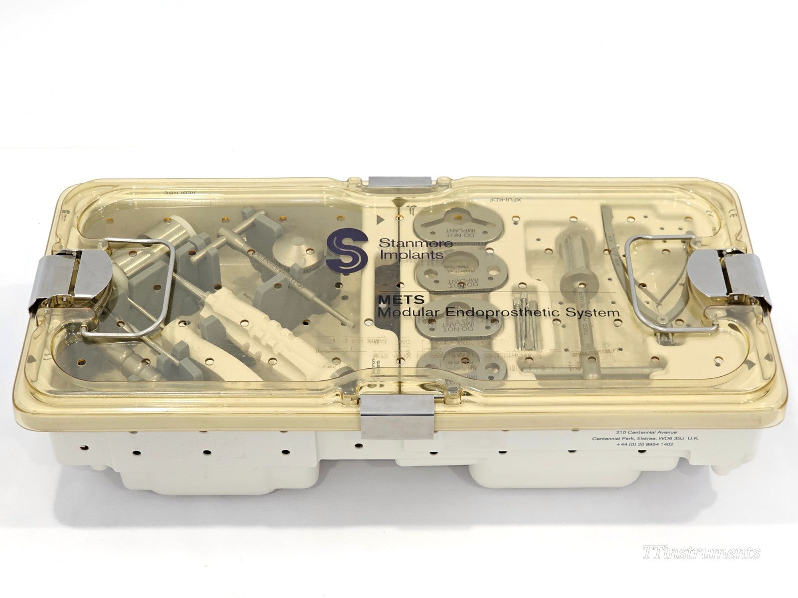 Full contents of Stryker Stanmore Distal Femur Ortho Instruments Tray including trials and guides