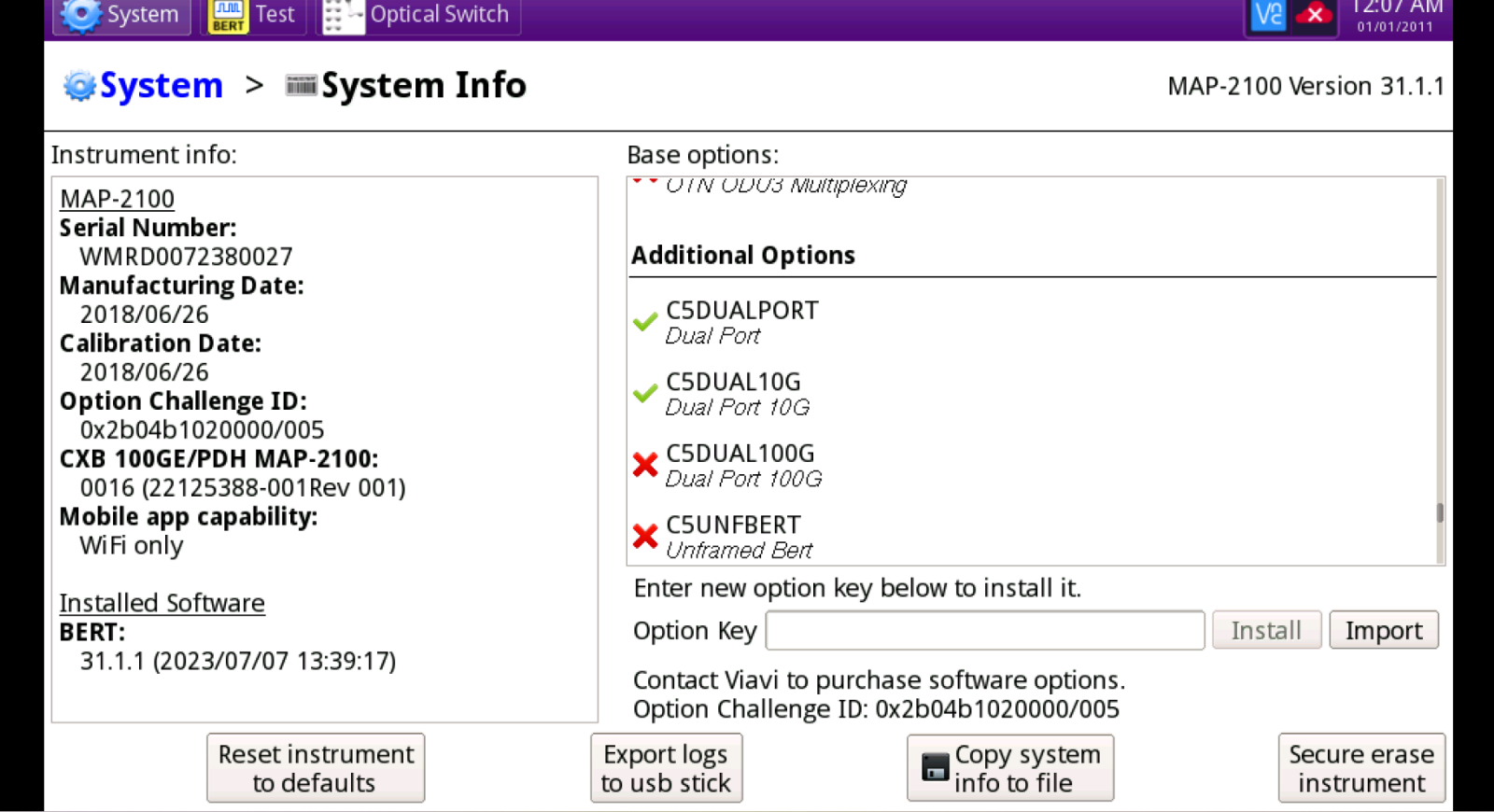 Viavi JDSU MAP-2100 1/10/100G Ethernet BER Remote Tester with Multiple Licences