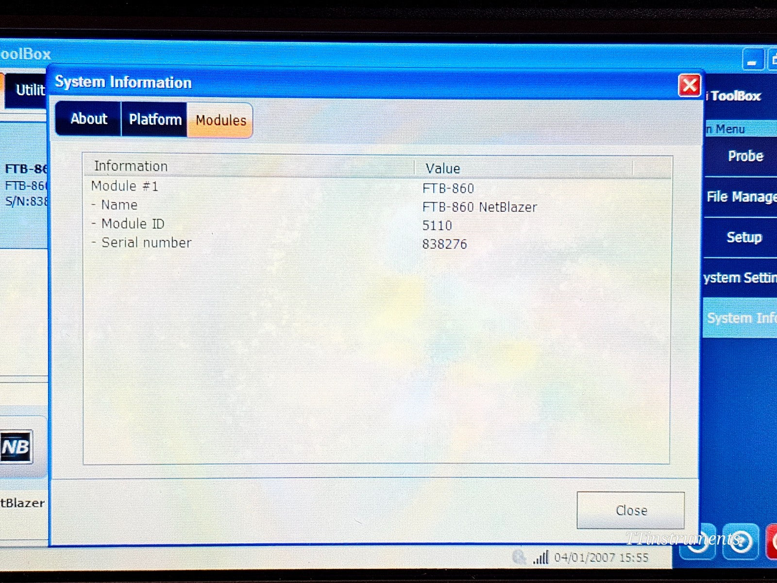 EXFO FTB-1 Mainframe with FTB-860 Ethernet Tester 1G RFC 2544 Ether SAM