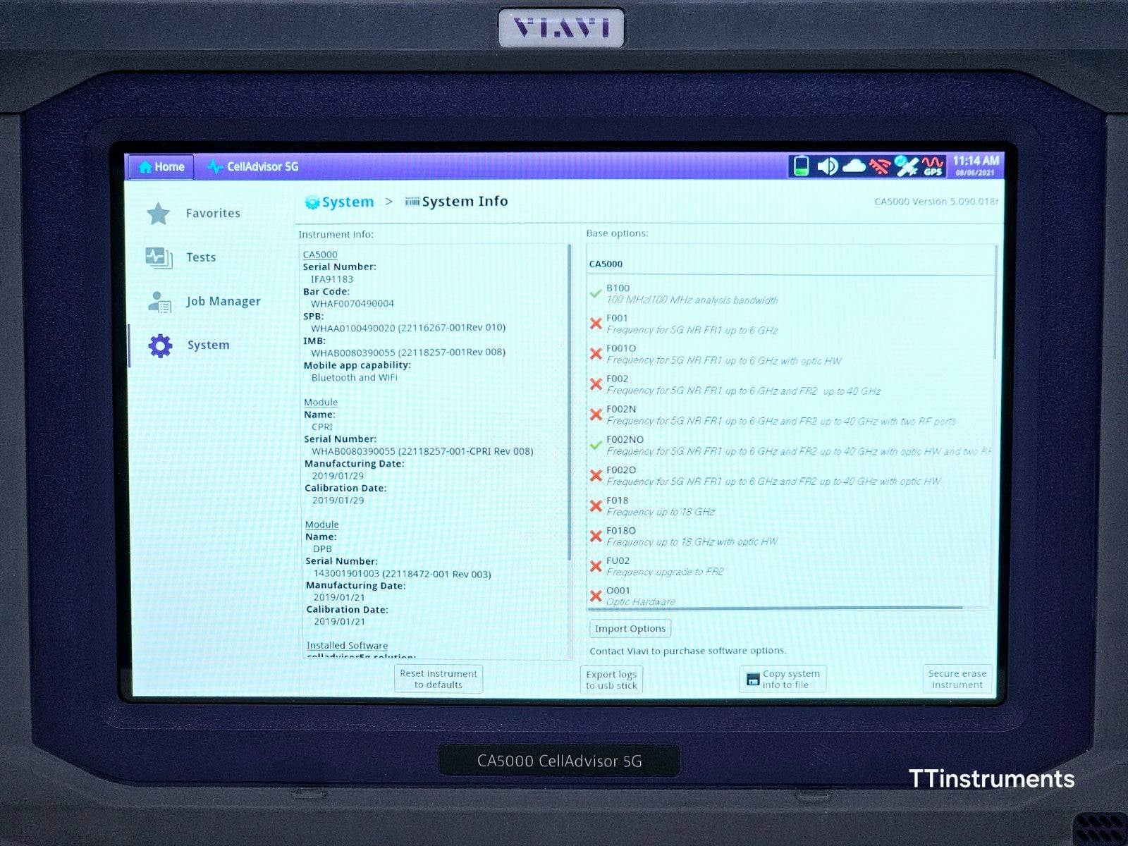 Viavi JDSU CA5000 CellAdvisor w/ Options 5G NR Signal Analyzer + 4G LTD FDD/TDD