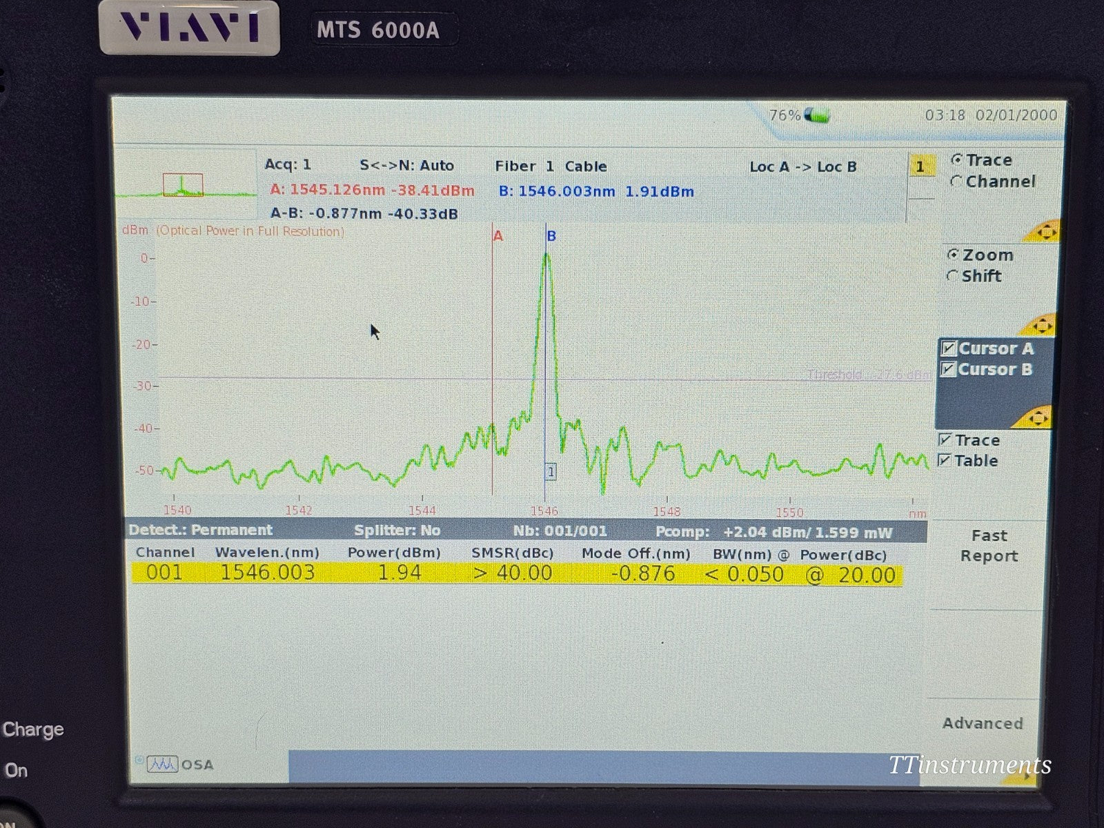 Viavi JDSU 6000V2 + OSA-110M OSA Optical Spectrum Analyzer 1250nm up to 1650nm