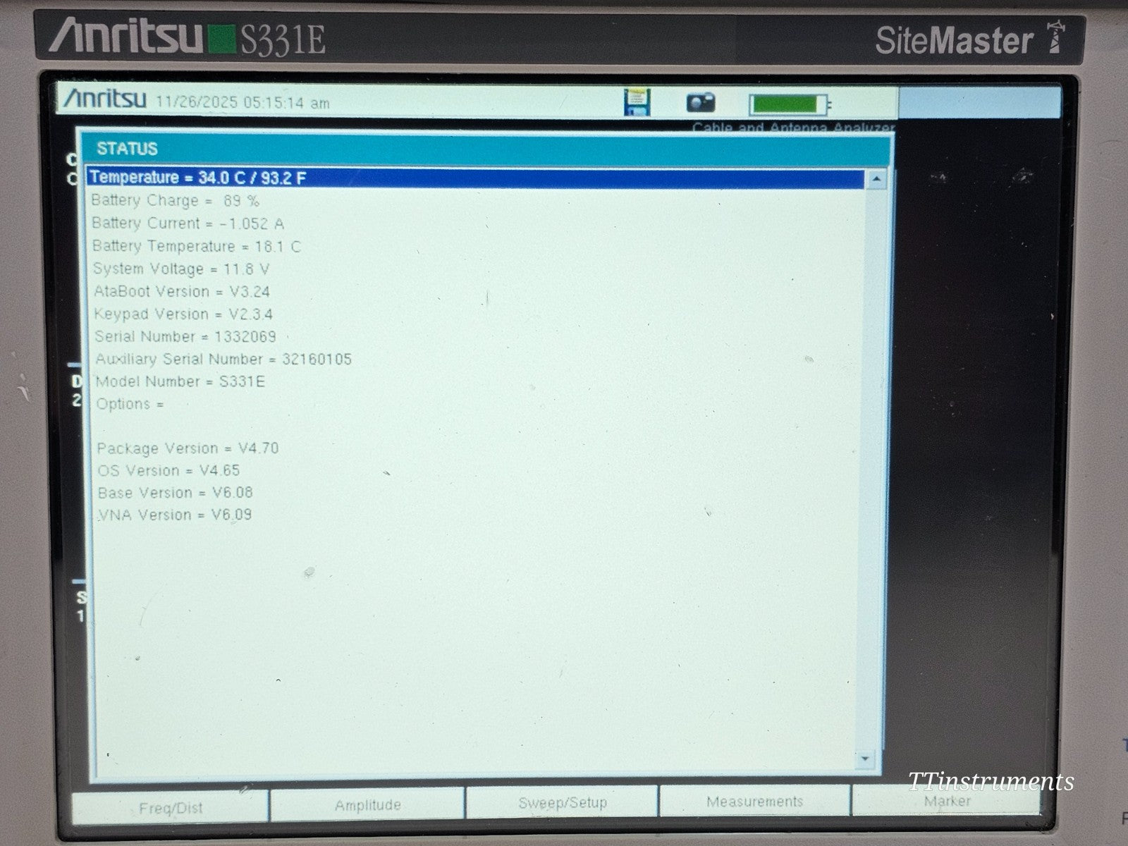 Anritsu S331E SiteMaster with OSLN50A-8 Cable & Antenna Analyzer 4GHz