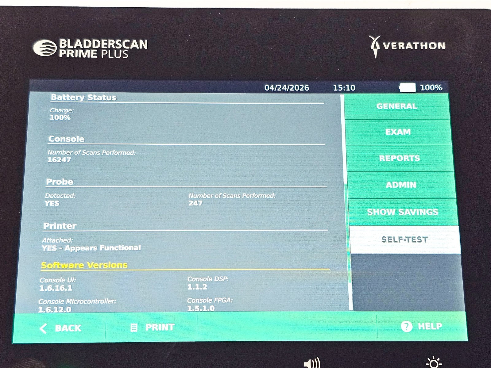 Verathon BladderScan overall condition assessment used medical device