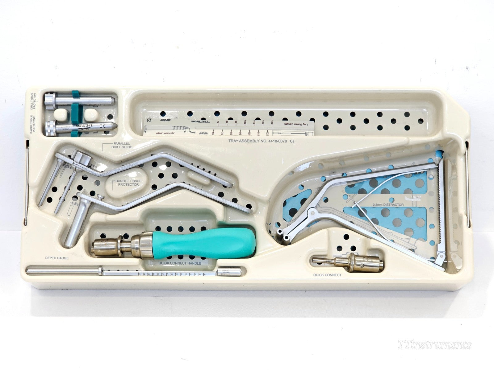 Stryker Wright Medical Charlotte 7.0 Compression Screw Tray Assembly 4418-0070