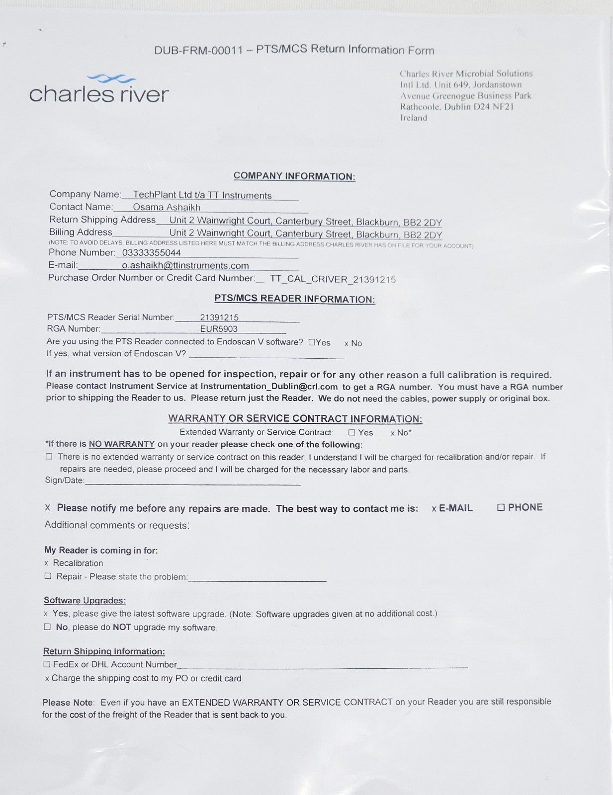 Calibrated Charles River Endosafe nexgen-PTS PTS150 Handheld Spectrophotometer