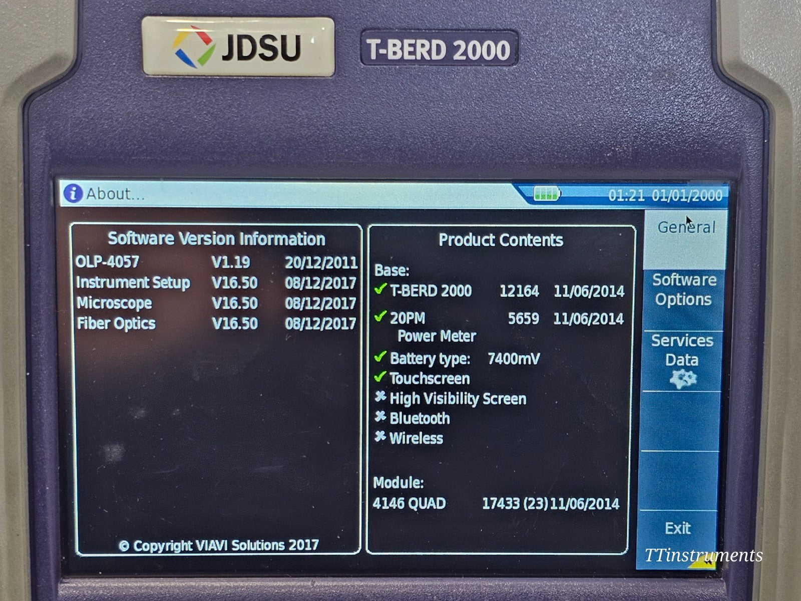 Viavi JDSU T-BERD 2000 + 4146 QUAD OTDR SM MM 850/1300/1310/1550 + P5000i Scope
