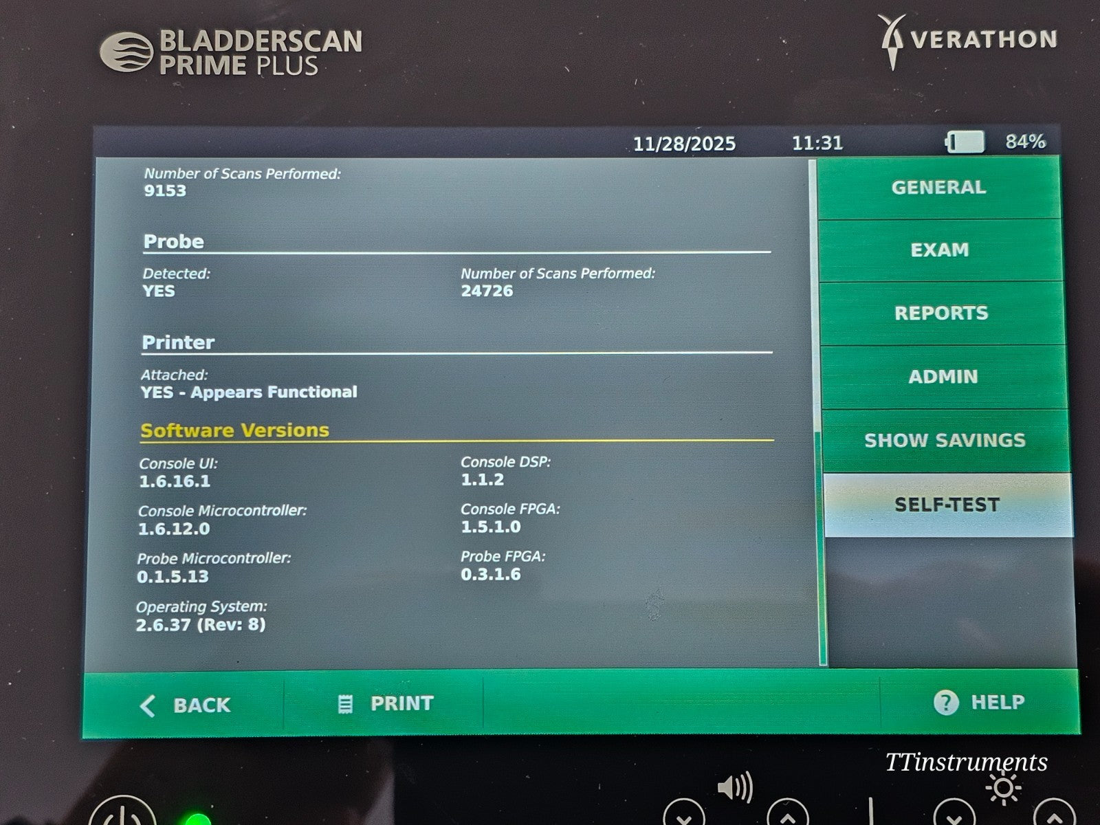 Verathon BladderScan Prime Plus 0570-0346 manufactured December 2018 label detail
