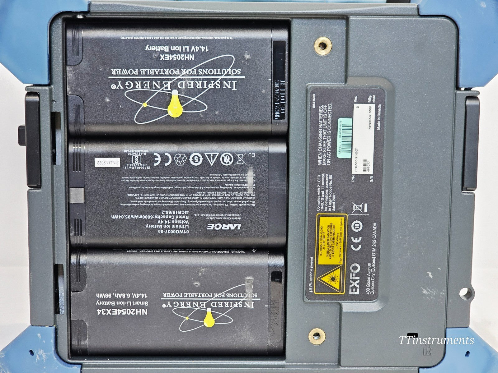 EXFO FTB-500 LCD display detail on used fibre optic test platform