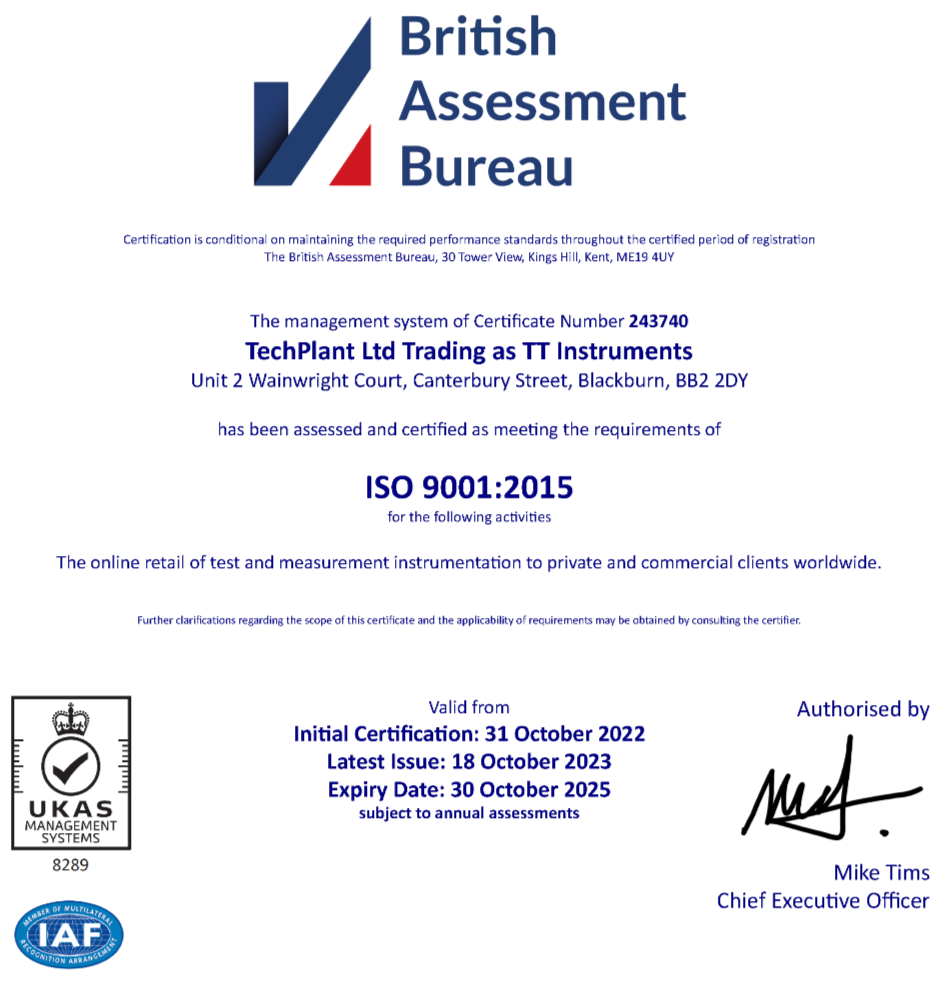 our ISO 9001 certificate