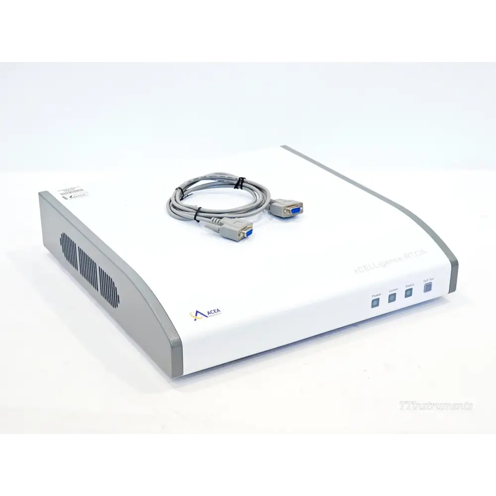ACEA Biosciences xCELLigence RTCA W380 control unit, 3/4 front view with RS-232 serial cable included