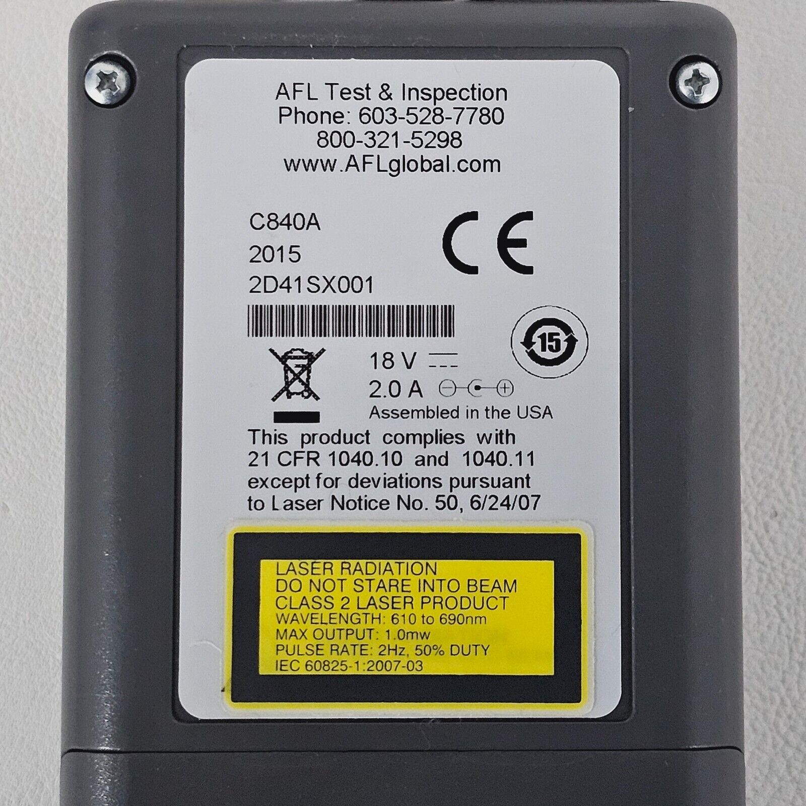 AFL C840A QUAD Fiber Optic Certification Tester 850/1300 1310/1550nm SM MM