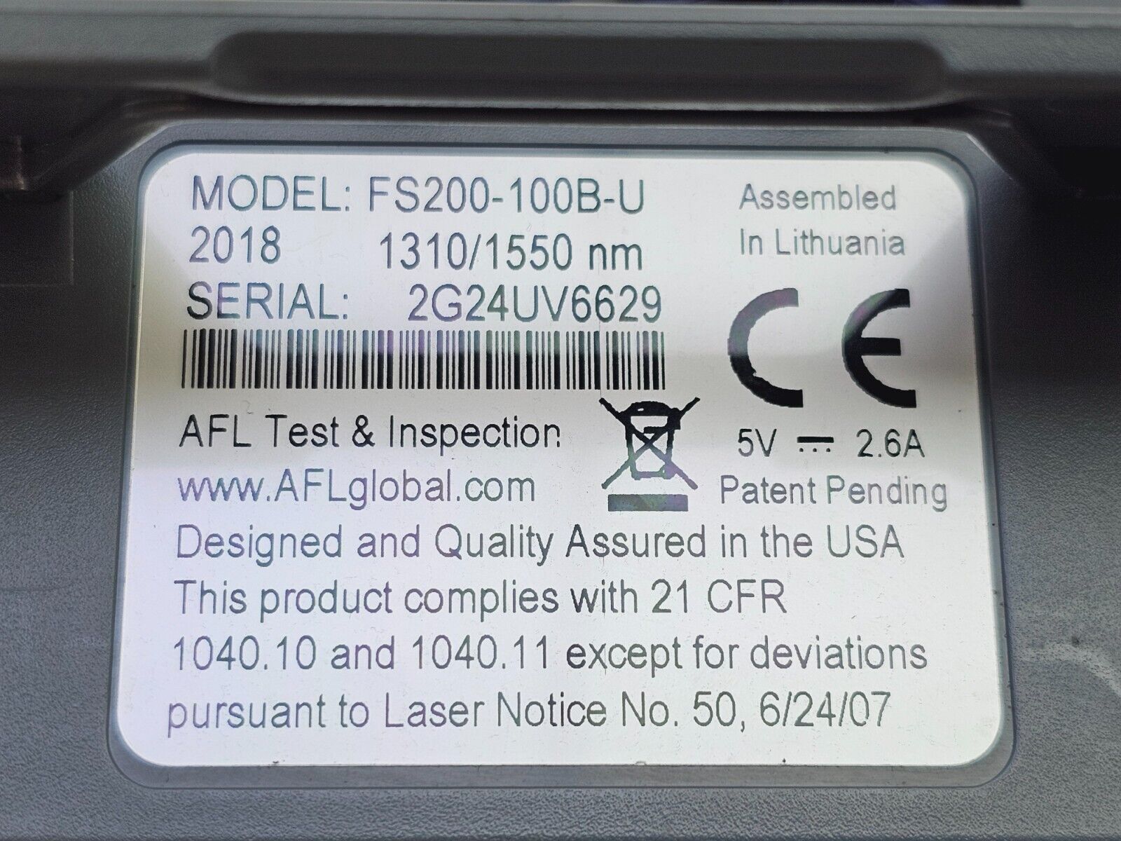 AFL FlexScan FS200-100B-U 1310/1550 nm SM OTDR/OLS/OPM/VFL MFD 2018 FS200