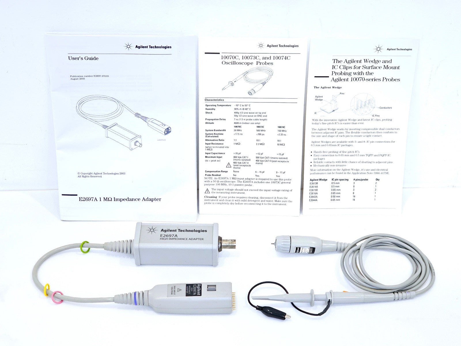 Agilent E2697A High Impedance Adapter + 10073C 10:1 Probe 500MHz 100V