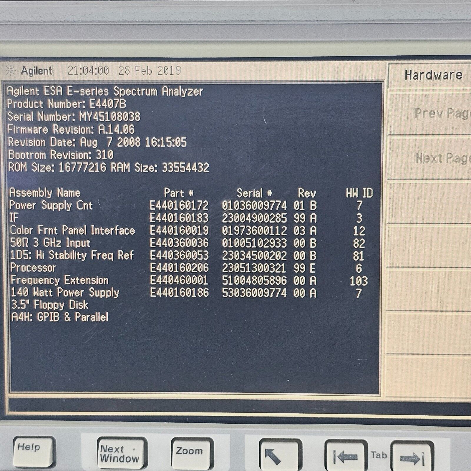Agilent E4407B 9kHz-26.5GHz ESA-E Series Spectrum Analyzer Opt. 1D5/6/S/R A4H B7