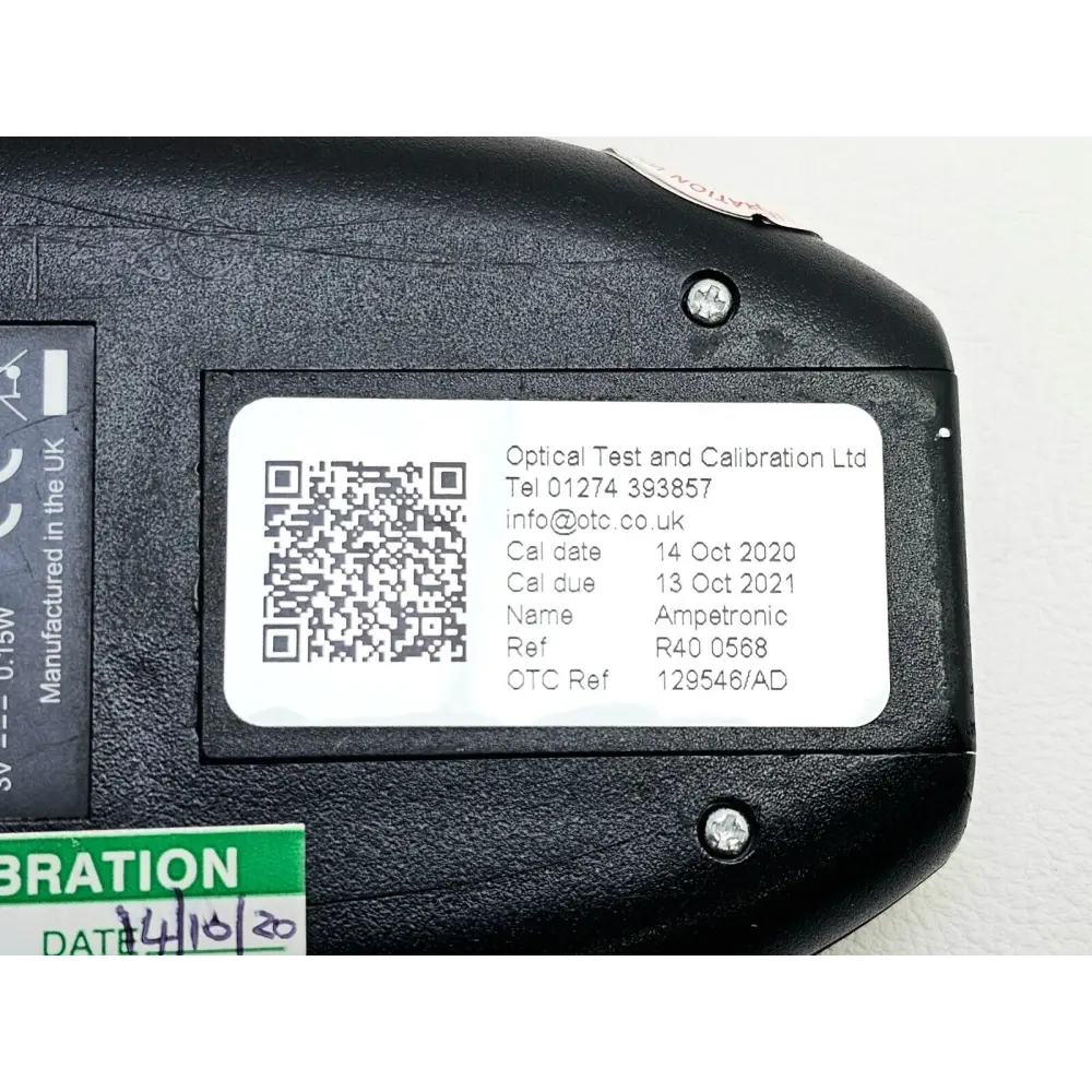 Ampetronic FSM hearing loop field strength meter — rear view showing battery compartment cover for 2 x AA cells