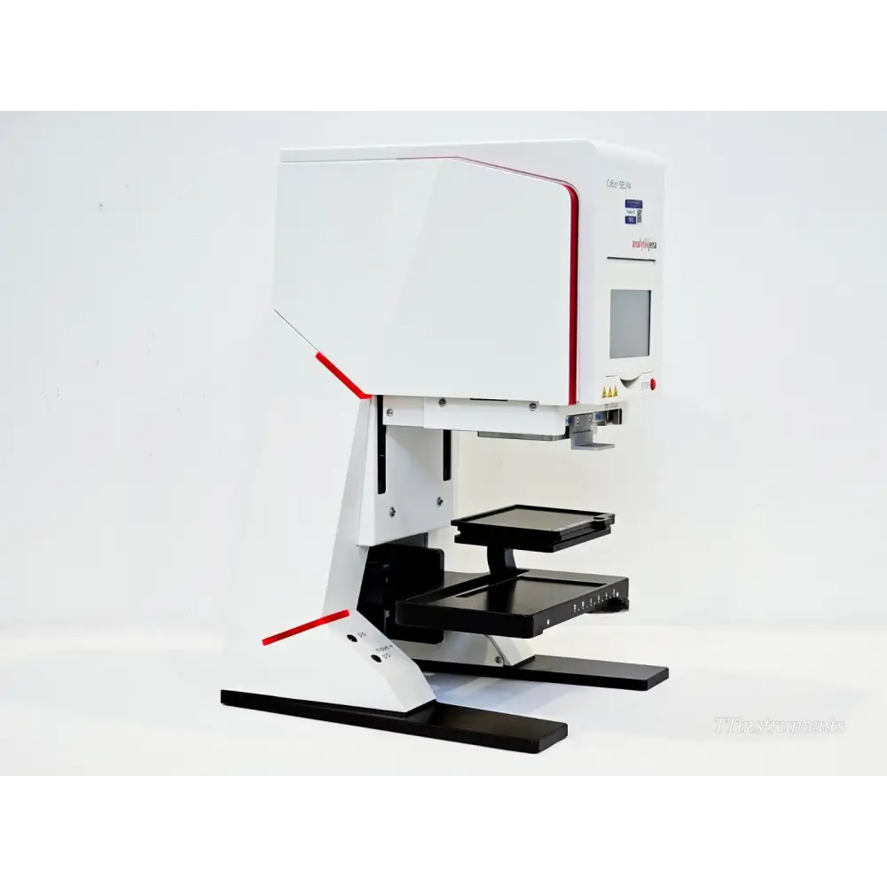 CyBio SELMA 96/250µl pipetting station right-side profile view showing Analytik Jena branding and plate deck