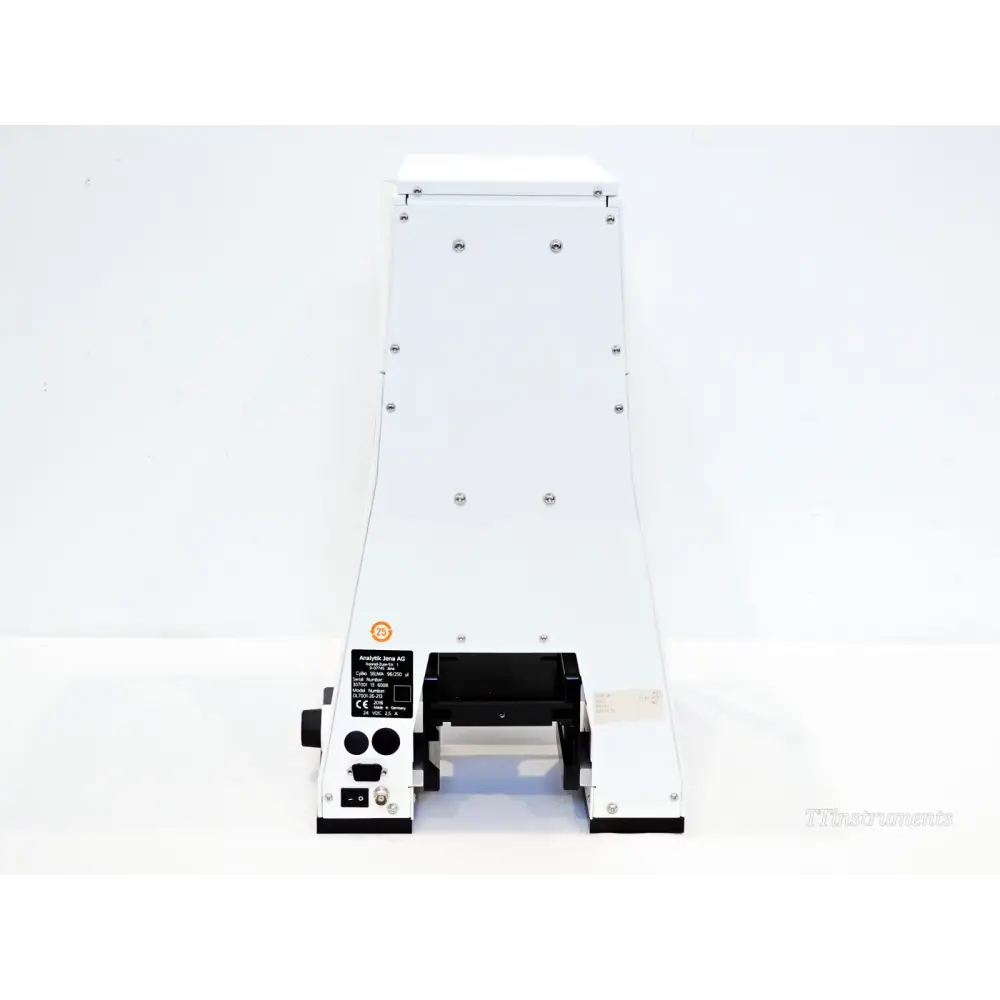 CyBio SELMA OL7001-26-213 rear panel showing Analytik Jena nameplate, power switch, BNC and RS-232 connectors