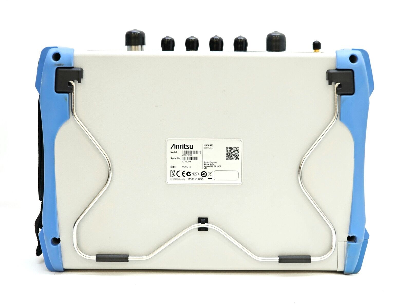 Anritsu MT8221B BTS Master display showing cable and antenna DTF distance-to-fault trace