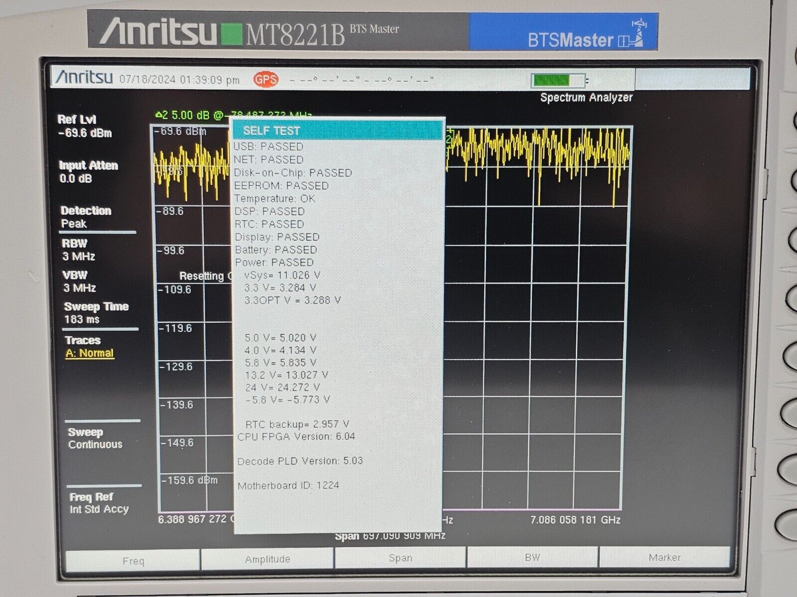 Anritsu MT8221B BTS Master power and charging port detail with DC input socket