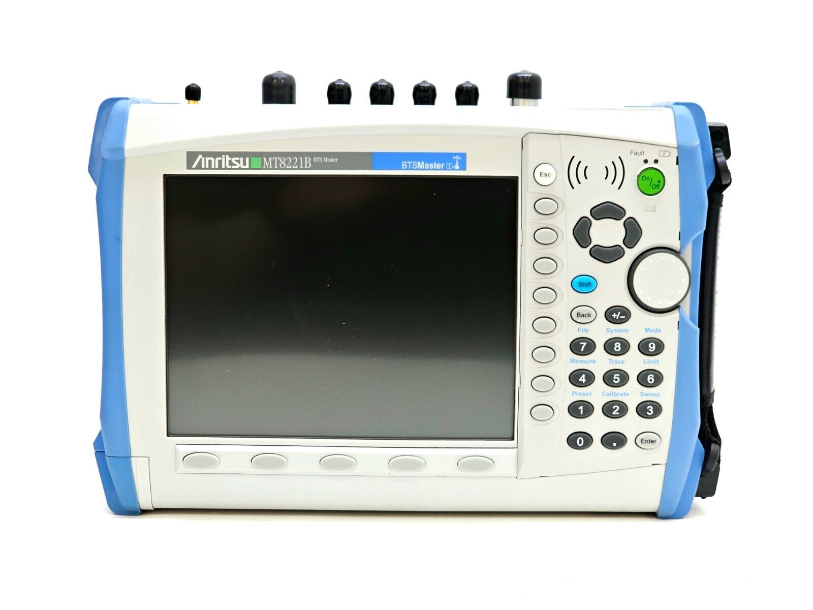 Anritsu MT8221B BTS Master top panel view showing antenna and cable analyser RF input connectors