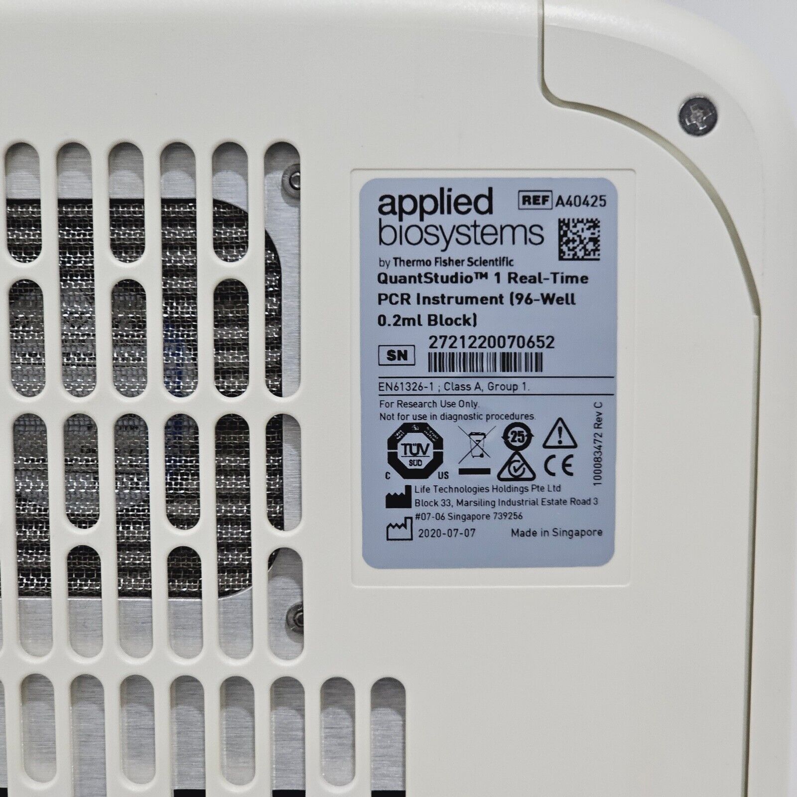 Applied BioSystems QuantStudio 1 Real-Time PCR System A40425 96-Well 0.2mL Block