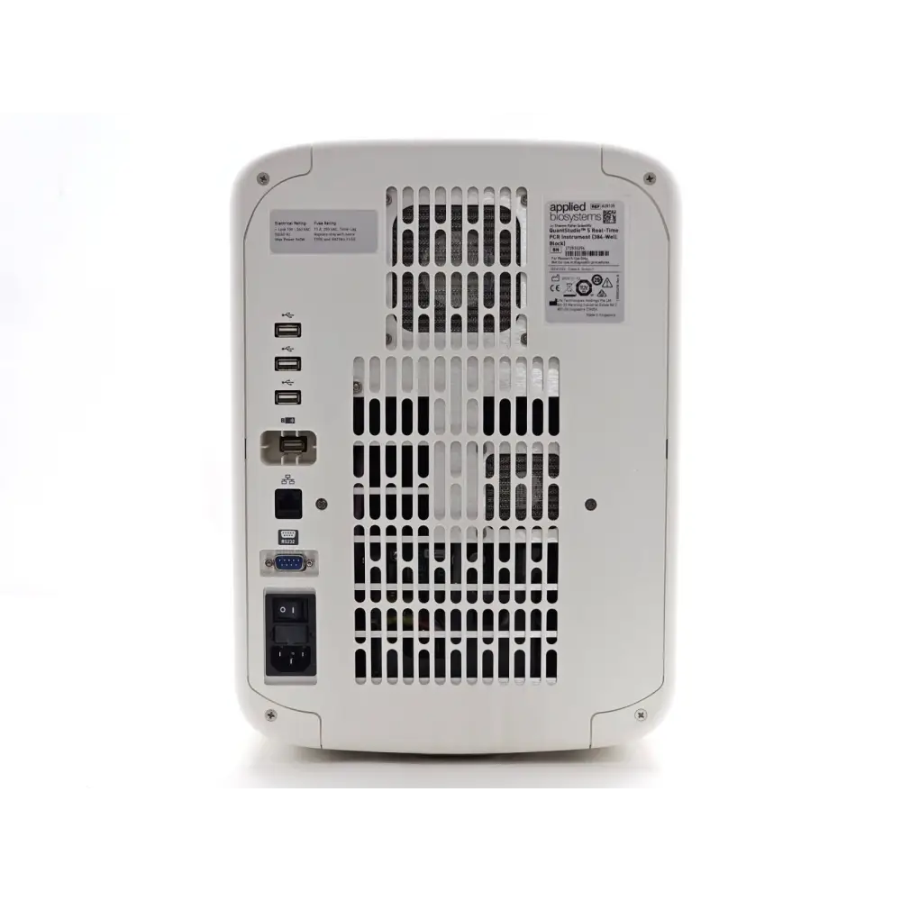QuantStudio 5 A28135 with plate tray open revealing 384-well thermal block