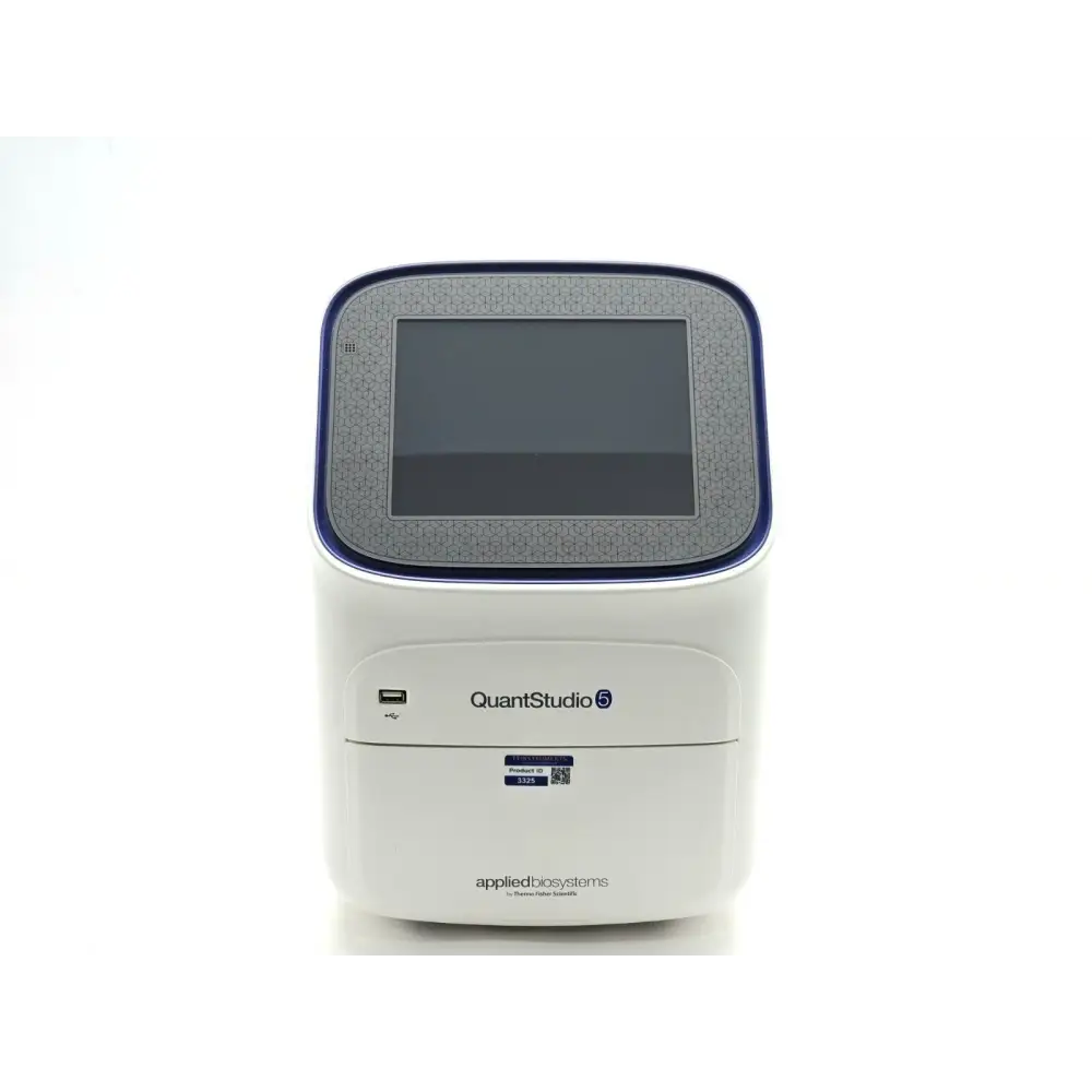 Applied Biosystems QuantStudio 5 A28135 384-well real-time PCR instrument, front view showing touchscreen display
