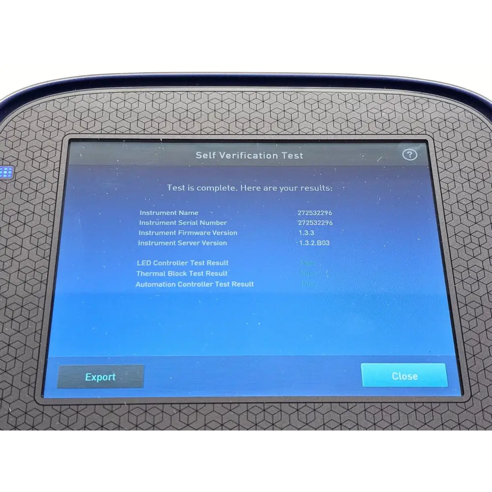 QuantStudio 5 384-well PCR system full instrument overview on laboratory bench, showing overall condition