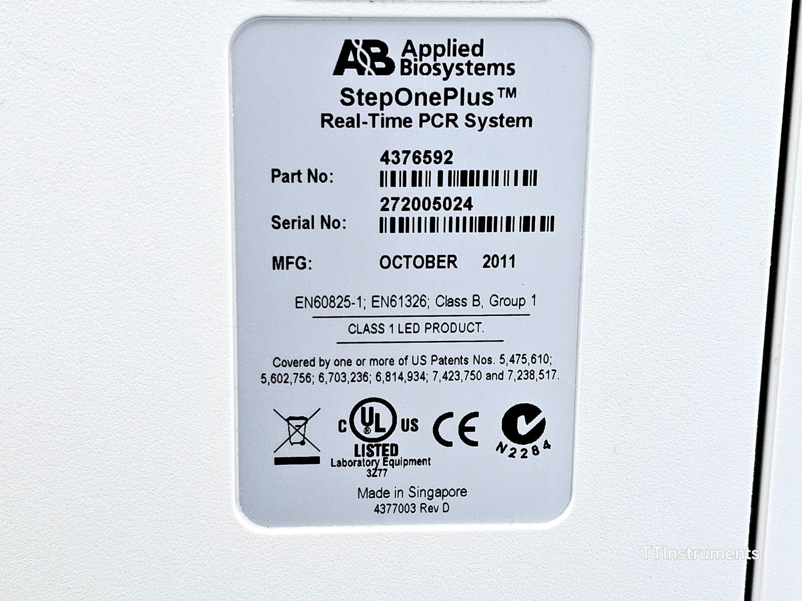 Applied Biosystems StepOnePlus Real-Time PCR System 96-Well 4376592 MFD 2011