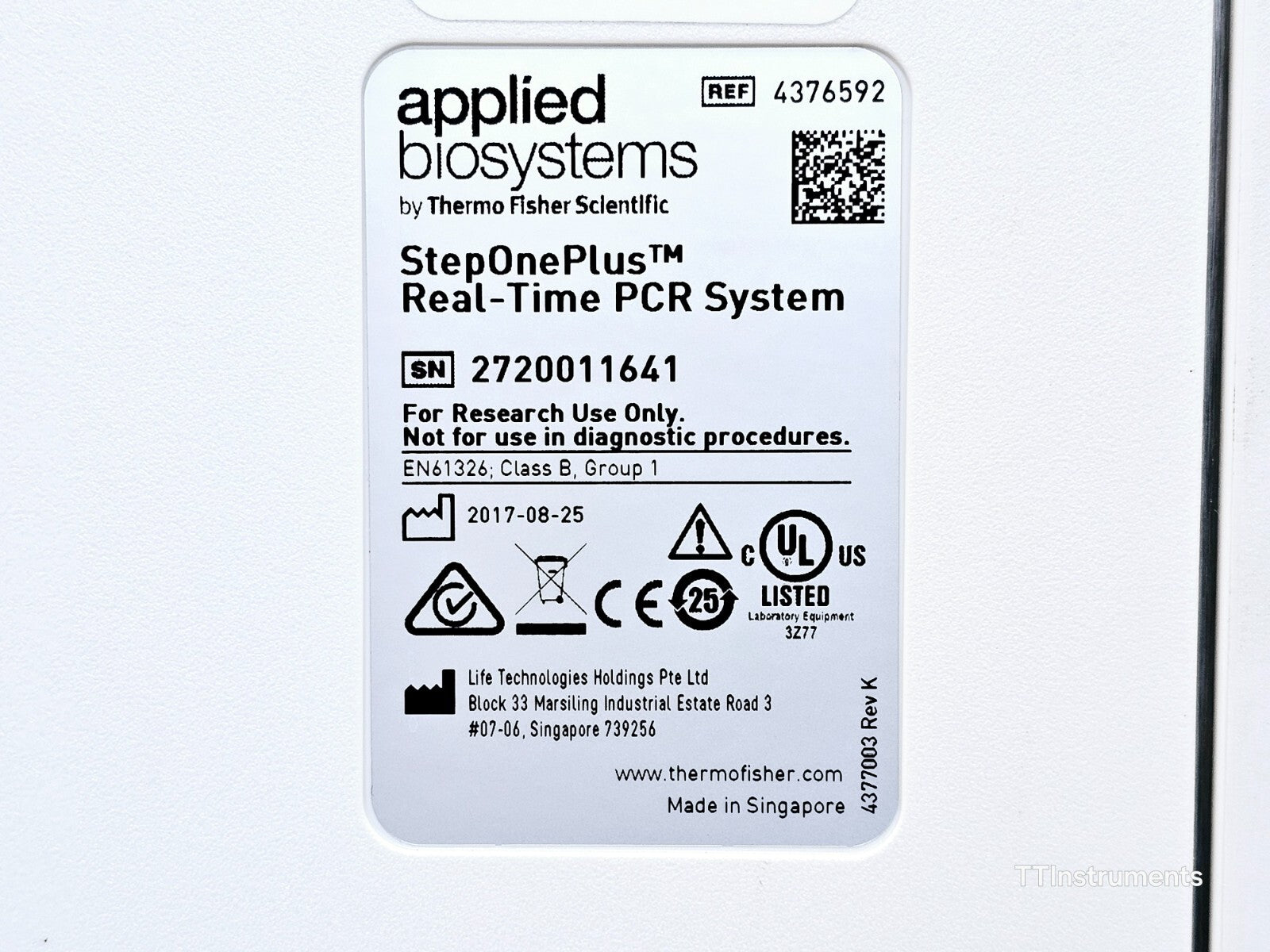 Applied Biosystems StepOnePlus Real-Time PCR System 96-Well 4376592 MFD 2017