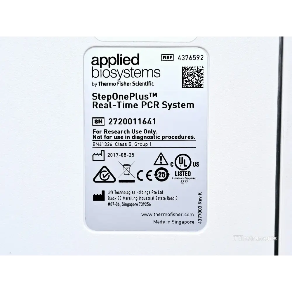 StepOnePlus real-time PCR system top-down view with lid closed