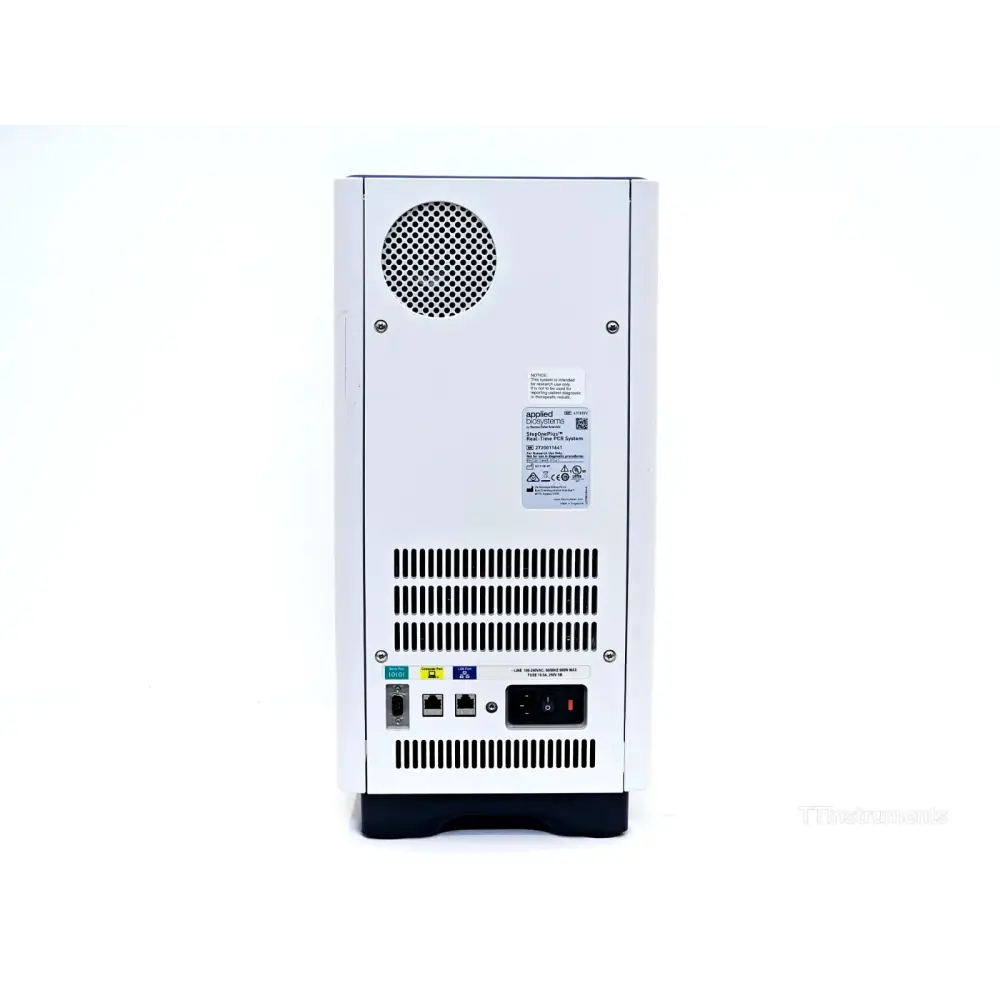 Applied Biosystems StepOnePlus real-time PCR system lid open with sample block visible