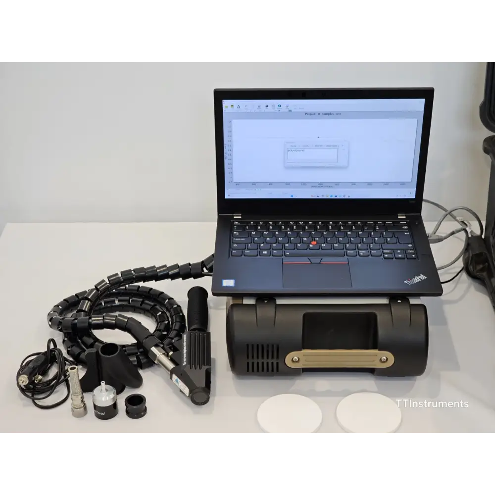 ASD LabSpec 5000 spectrometer side profile displaying urethane end-caps and fibre optic port