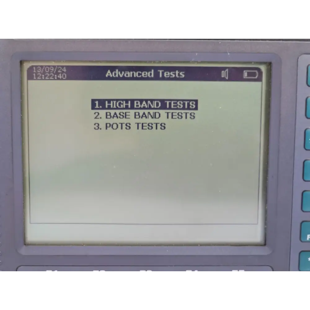 ALT2000 line tester with 4-wire test configuration cables attached for crosstalk measurement