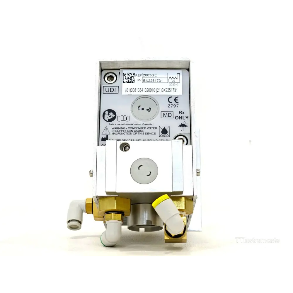 Bio-Med Devices 2003GE air oxygen blender top view displaying O2 percentage concentration selector