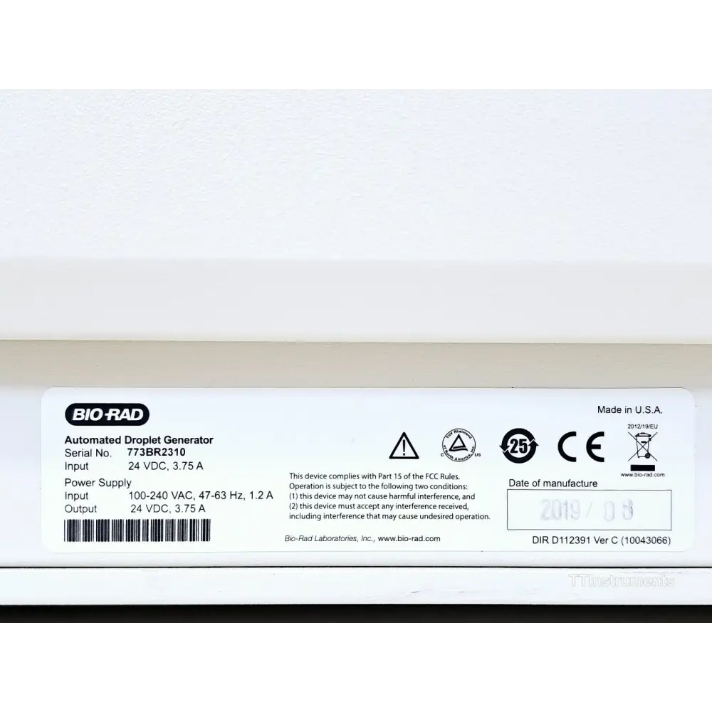 Close-up of Bio-Rad AutoDG touchscreen display showing plate layout configuration