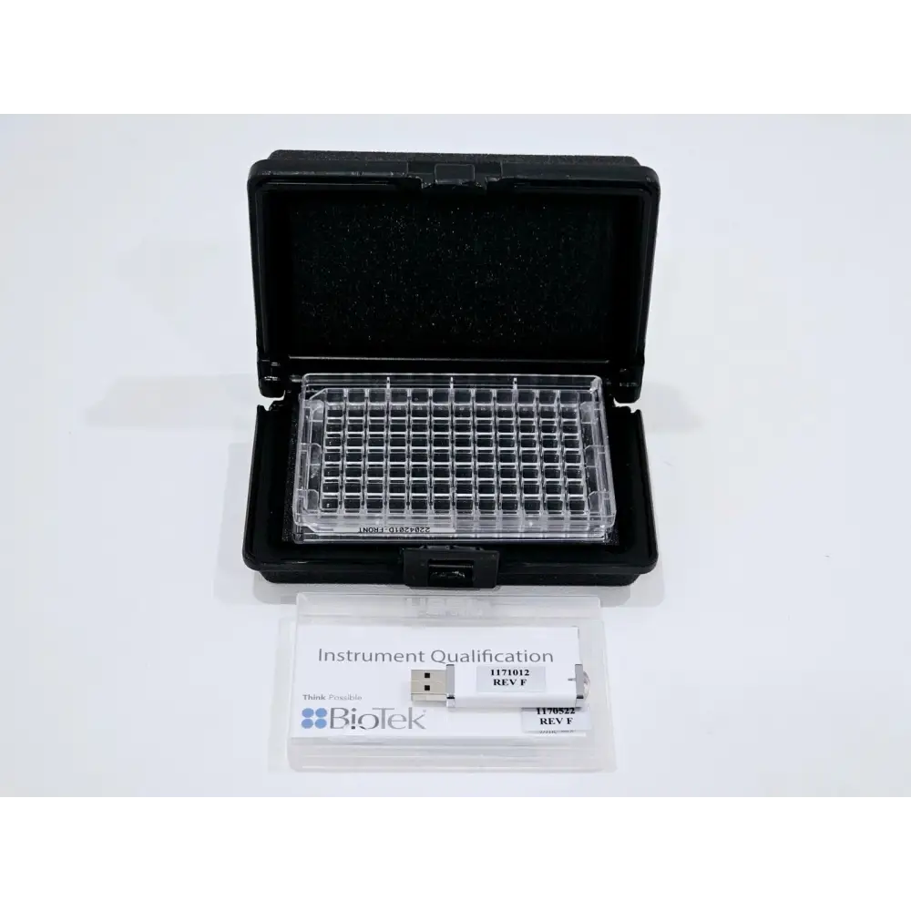 Agilent BioTek 405 TS 405TSUVSQ left-side view showing instrument label and serial number plate