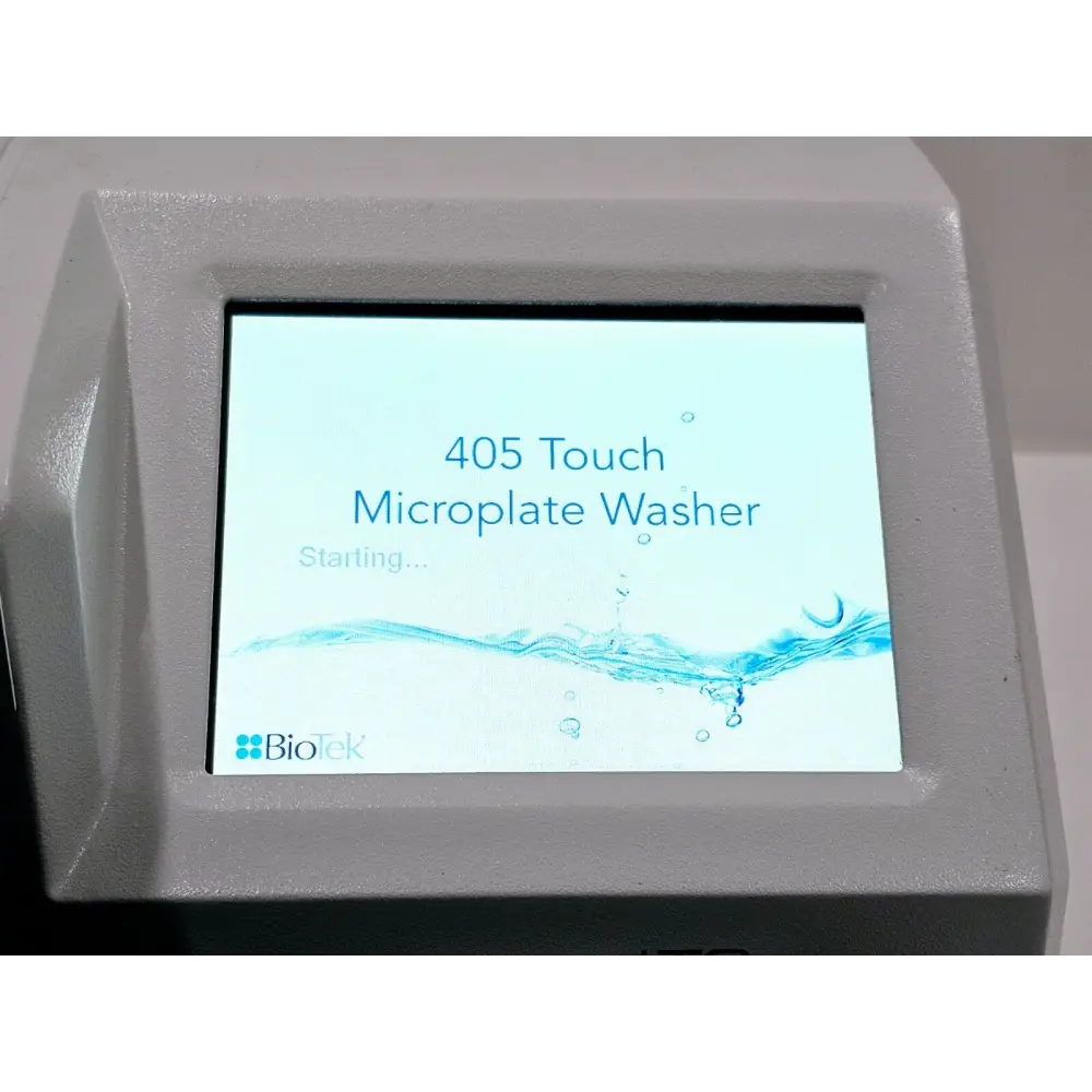 BioTek 405 TS microplate washer top-down view showing manifold and plate transport mechanism