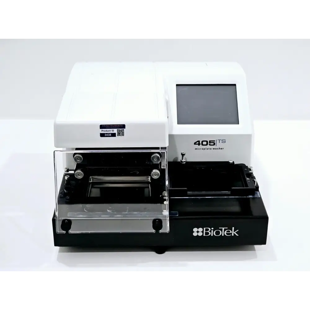 Agilent BioTek 405 TS microplate washer right-side profile showing instrument housing and manifold