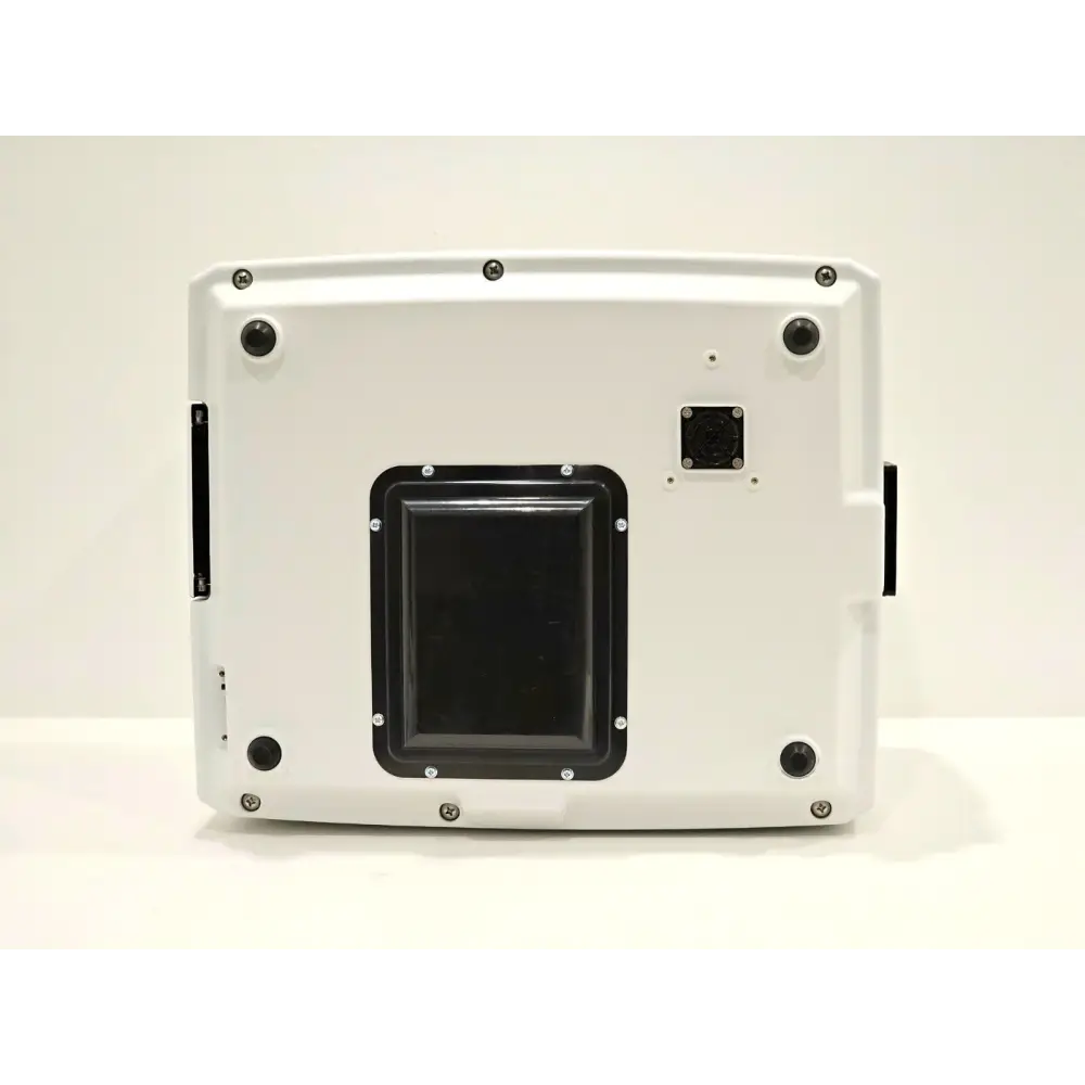 BioTek Synergy H1 microplate reader base view showing microplate carrier aperture, mounting feet and connector port