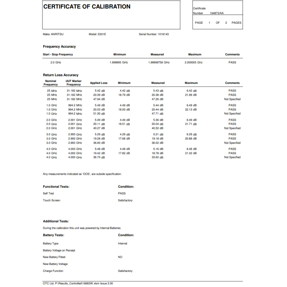 Anritsu S331E Site Master powered on displaying startup self-test screen