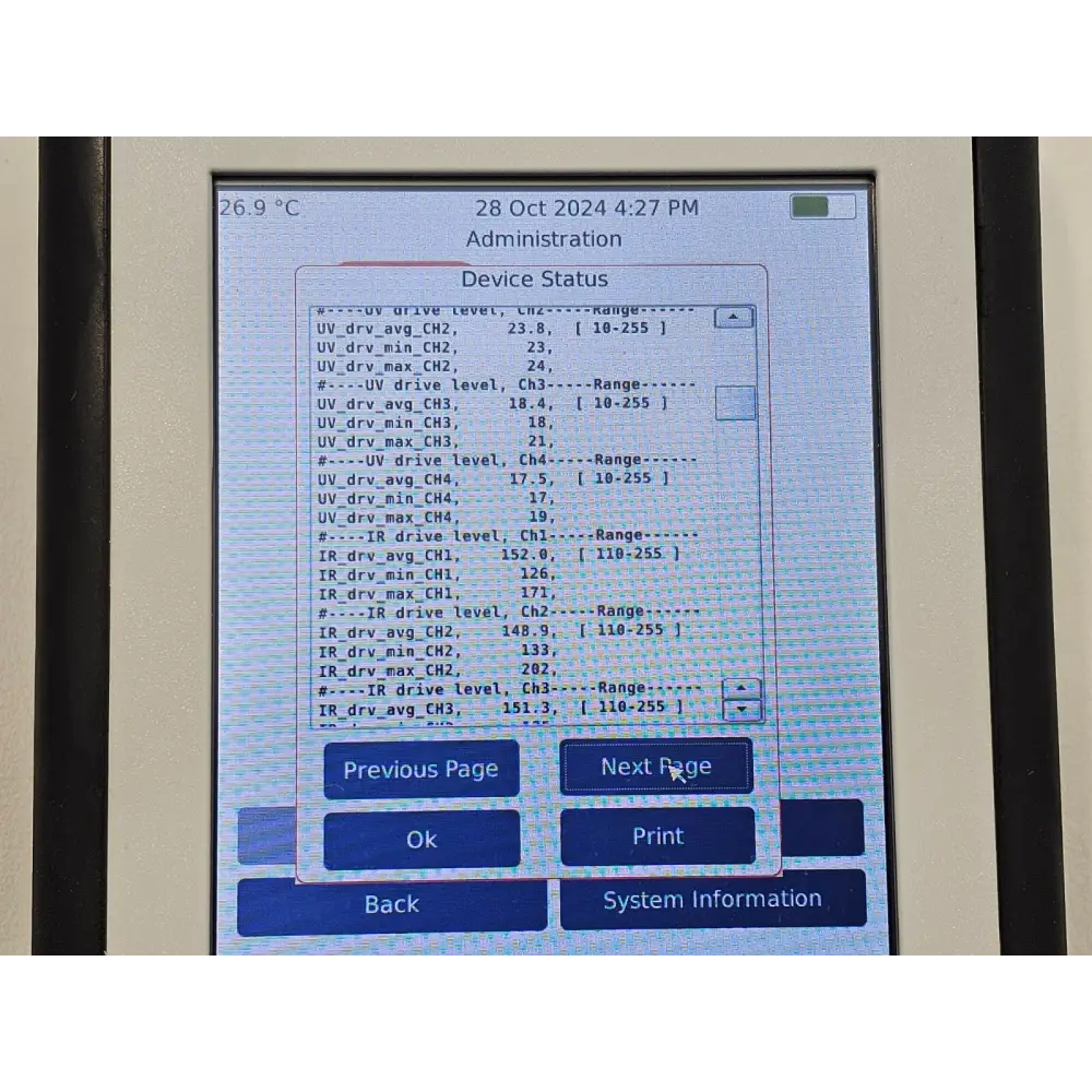 Endosafe nexgen-PTS PTS150 serial number and asset label ASM-00019 detail