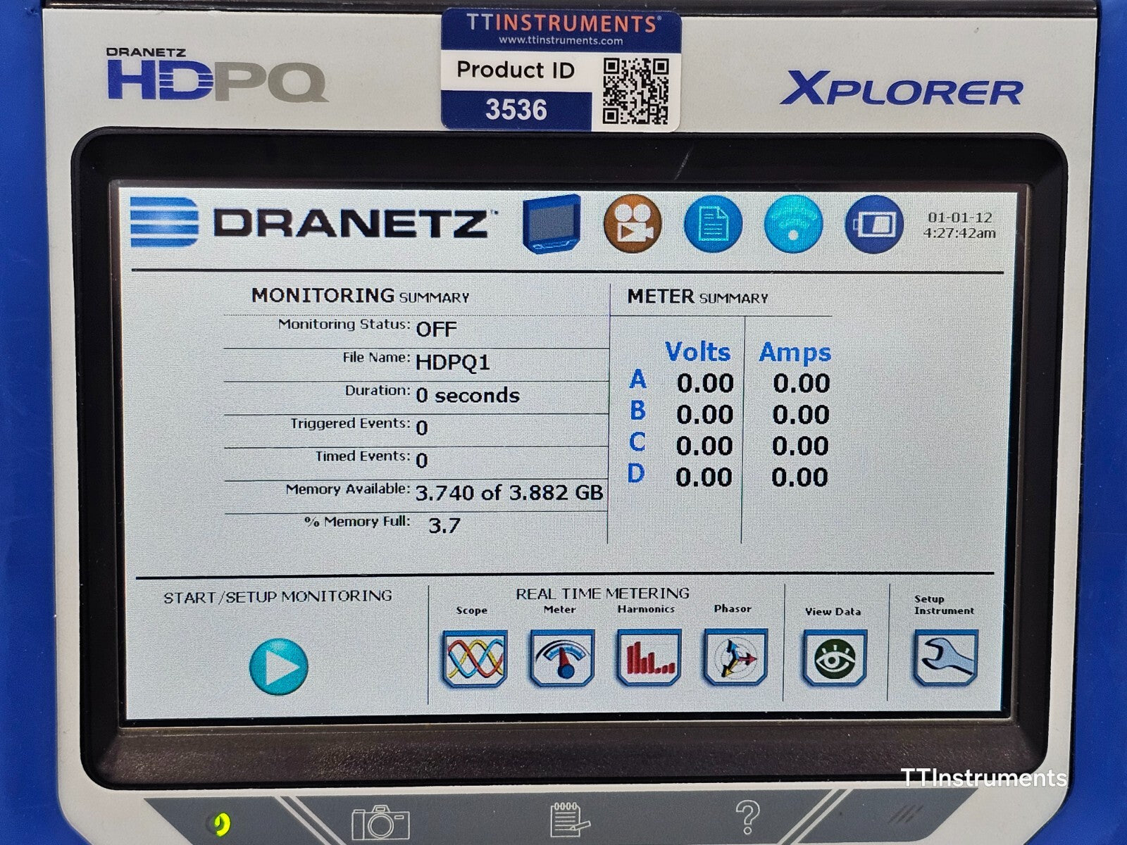 Calibrated DRANETZ HDPQ XPLORER Power Quality Monitor with DRANFLEX 3000XLB