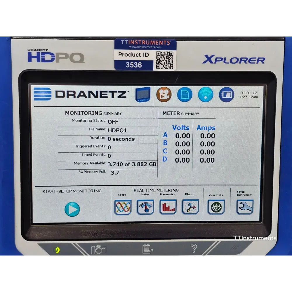 Dranetz HDPQ Xplorer placed in soft carry case with compartments showing organised accessories storage
