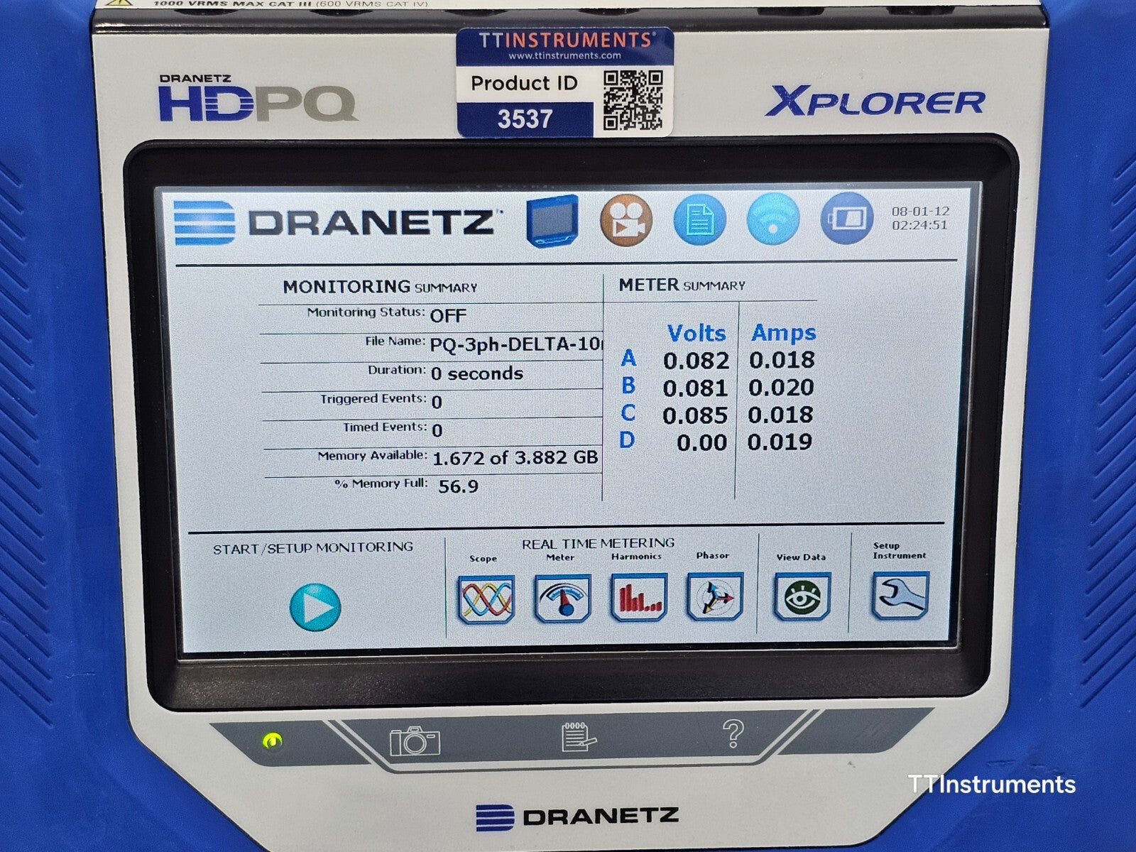 Calibrated DRANETZ HDPQ XPLORER Power Quality Monitor with DRANFLEX 6000XLB