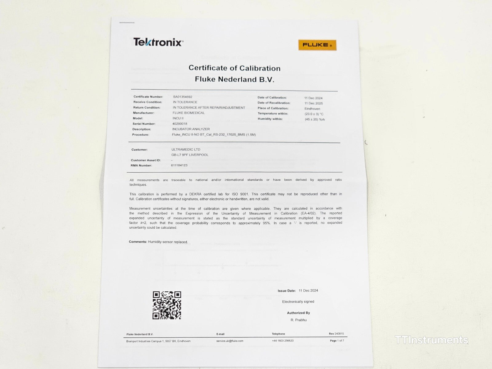 Calibrated Fluke INCU II Infant Incubator Tester With Software and Accessories