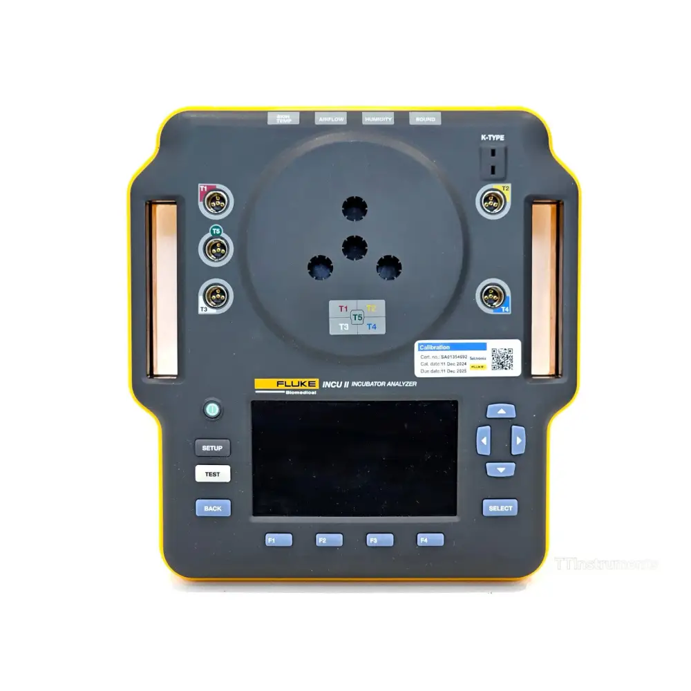 Fluke INCU II analyzer rear panel with sensor input ports and serial connection