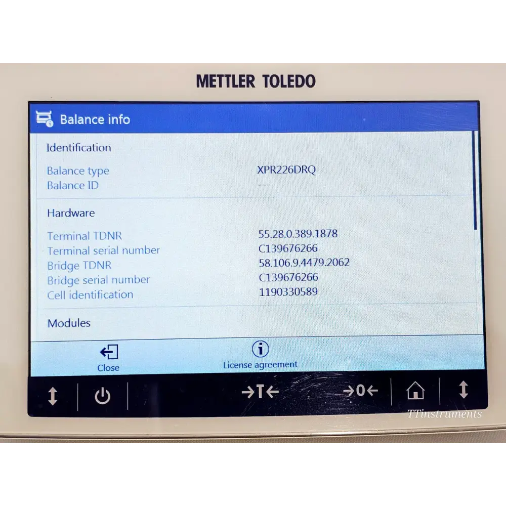 Mettler Toledo XPR226DRQ balance rear panel showing USB and RS232 connectivity ports