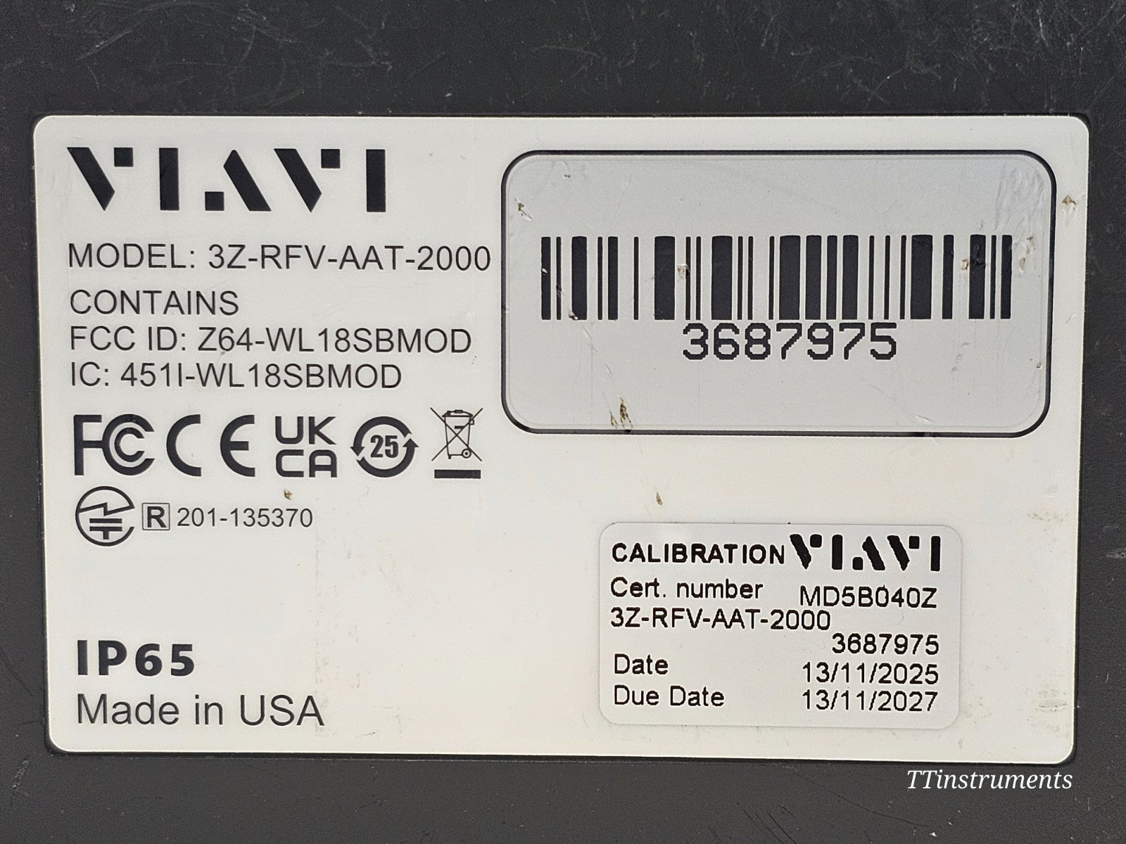 Viavi 3Z RF Vision RFV-2000 side profile showing rubber guard protection and compact form factor
